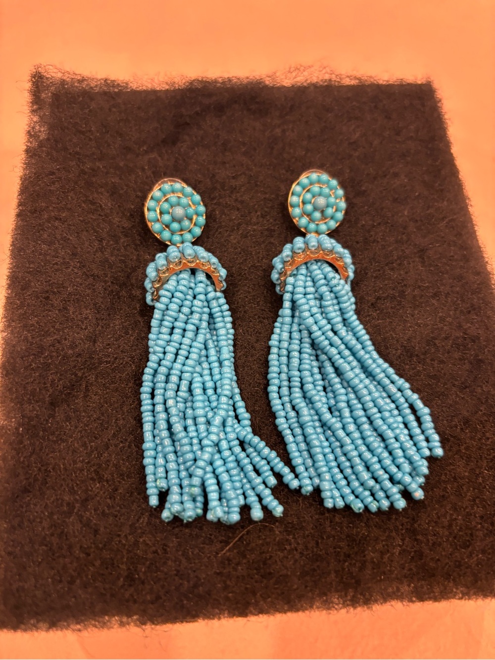Turquoise Beaded Tassel Drop Earrings - Women Jewelry